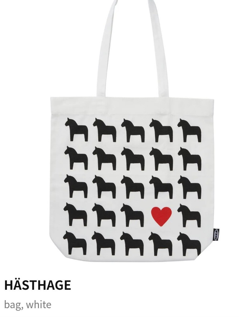 IKEA White HÄSTHAGE cotton tote bag